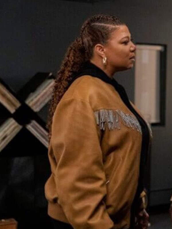 The Equalizer Queen Latifah Fringe Brown Bomber Jacket