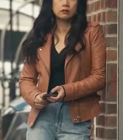 The Equalizer S02 Mel Melody Bayani Brown Biker Leather Jacket