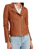The Equalizer S02 Mel Melody Bayani Brown Biker Leather Jacket