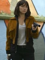 The Gray Man Ana de Armas Brown Cropped Bomber Jacket