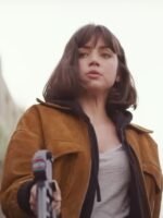 The Gray Man Ana de Armas Brown Cropped Bomber Jacket