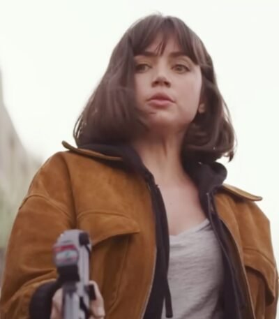 The Gray Man Ana de Armas Brown Cropped Bomber Jacket