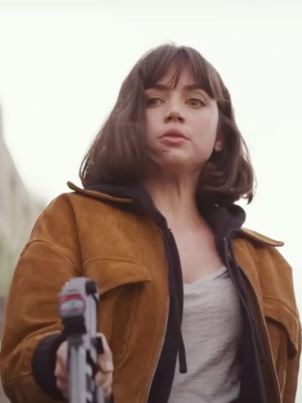 The Gray Man Ana de Armas Brown Cropped Bomber Jacket