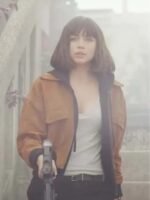 The Gray Man Ana de Armas Brown Cropped Bomber Jacket
