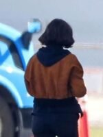 The Gray Man Ana de Armas Brown Cropped Bomber Jacket