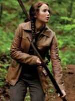 The Hunger Games Jennifer Lawrence Brown Leather Jacket