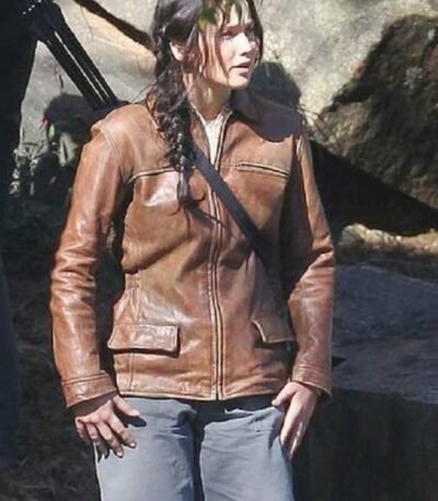 The Hunger Games Jennifer Lawrence Brown Leather Jacket