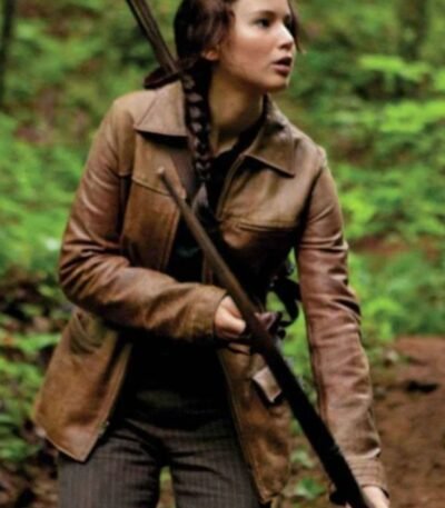 The Hunger Games Jennifer Lawrence Brown Leather Jacket