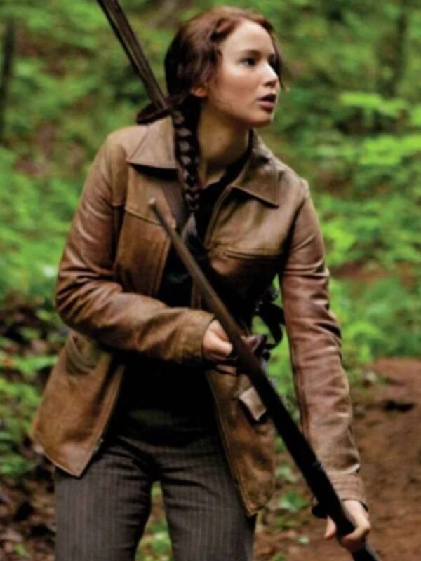 The Hunger Games Jennifer Lawrence Brown Leather Jacket
