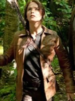The Hunger Games Jennifer Lawrence Brown Leather Jacket