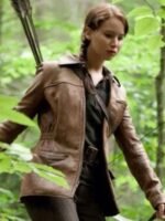The Hunger Games Jennifer Lawrence Brown Leather Jacket