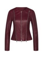 The Lovebirds Leilani Maroon Biker Leather Jacket