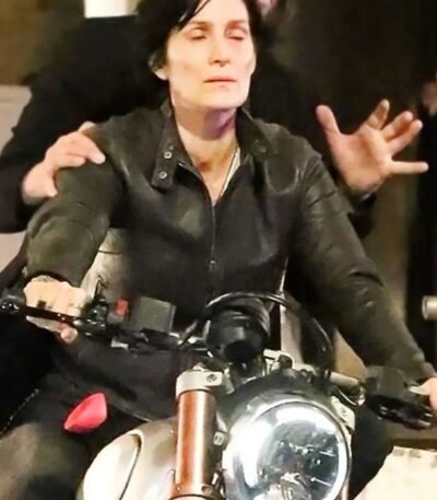 The Matrix 4 Trinity Black Biker Leather Jacket