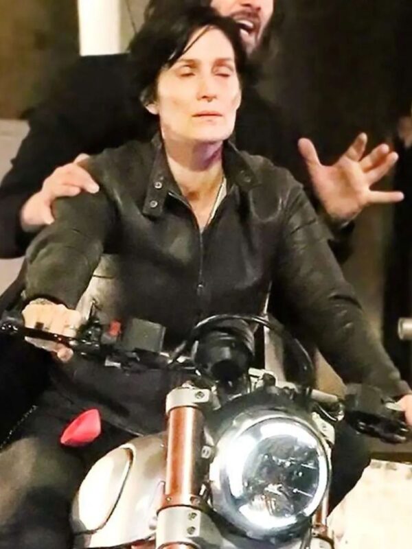 The Matrix 4 Trinity Black Biker Leather Jacket