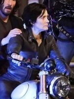 The Matrix 4 Trinity Black Biker Leather Jacket