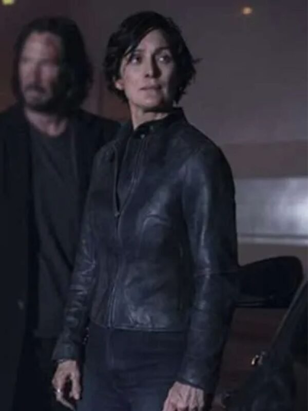 The Matrix 4 Trinity Black Biker Leather Jacket