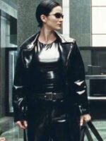 The Matrix 4 Trinity Black Shining Trench Coat