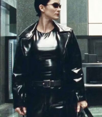 The Matrix 4 Trinity Black Shining Trench Coat
