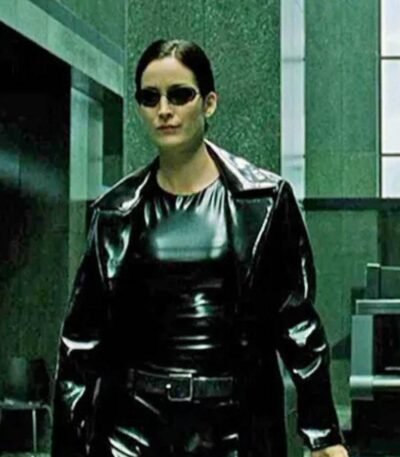 The Matrix 4 Trinity Black Shining Trench Coat