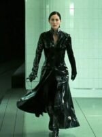 The Matrix 4 Trinity Black Shining Trench Coat