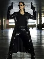 The Matrix 4 Trinity Black Shining Trench Coat