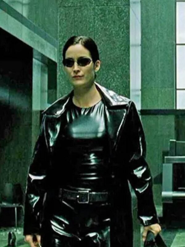 The Matrix 4 Trinity Black Shining Trench Coat