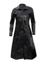 The Matrix 4 Trinity Black Shining Trench Coat