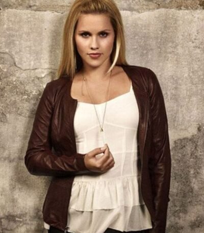 The Originals Claire Holt Maroon Leather Jacket