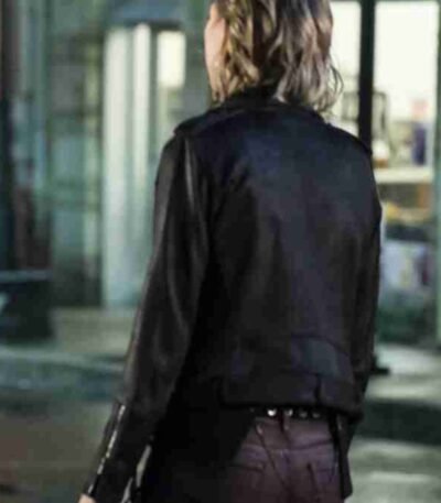 The Originals Riley Voelkel Black Biker Leather Jacket