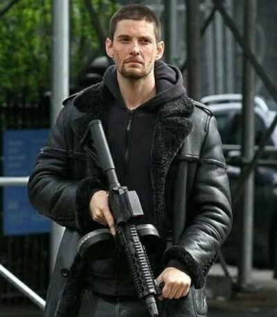 The Punisher 2 Billy Russo Black Shearling Leather Jacket
