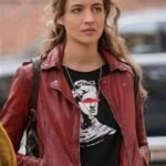 The Republic of Sarah Cooper Red Biker Leather Jacket
