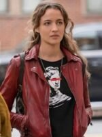 The Republic of Sarah Cooper Red Biker Leather Jacket