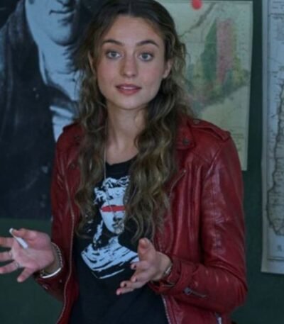 The Republic of Sarah Cooper Red Biker Leather Jacket