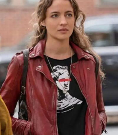 The Republic of Sarah Cooper Red Biker Leather Jacket