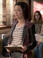 The Sex Lives of College Girls Alicia Purple and Black Leather Jacket