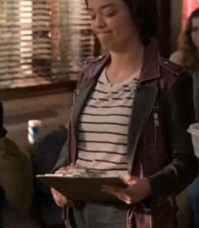 The Sex Lives of College Girls Alicia Purple and Black Leather Jacket