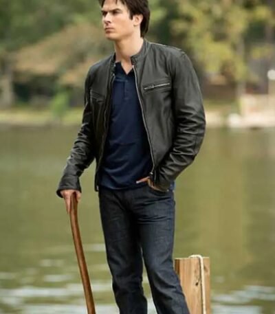The Vampire Diaries Damon Salvatore Black Field Jacket