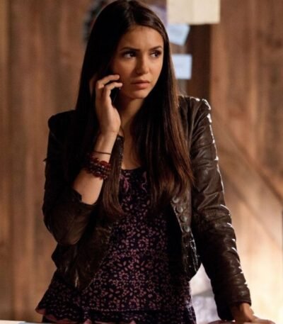 The Vampire Diaries S03 Elena Gilbert Brown Leather Jacket