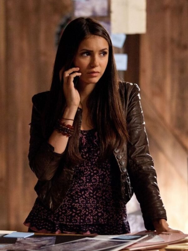 The Vampire Diaries S03 Elena Gilbert Brown Leather Jacket