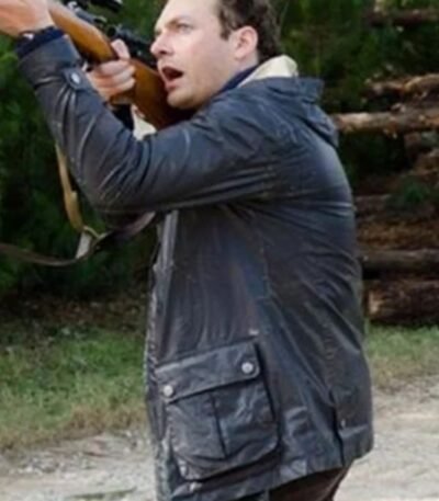 The Walking Dead Aaron Black Leather Hooded Field Jacket