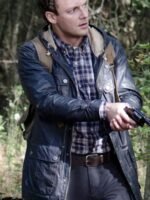 The Walking Dead Aaron Black Leather Hooded Field Jacket