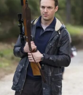 The Walking Dead Aaron Black Leather Hooded Field Jacket