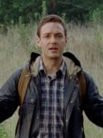 The Walking Dead Aaron Black Leather Hooded Field Jacket