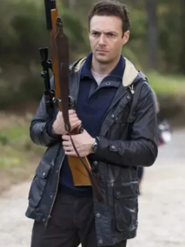 The Walking Dead Aaron Black Leather Hooded Field Jacket