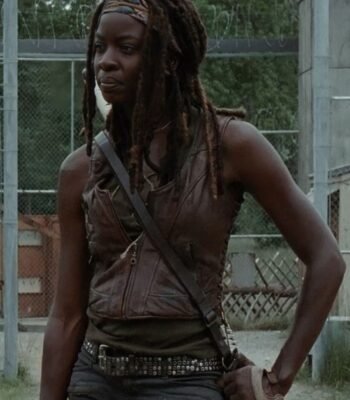 The Walking Dead Michonne Hawthorne Dark Brown Leather Vest