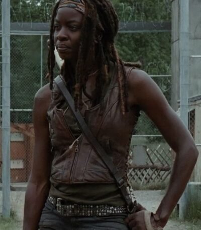 The Walking Dead Michonne Hawthorne Dark Brown Leather Vest