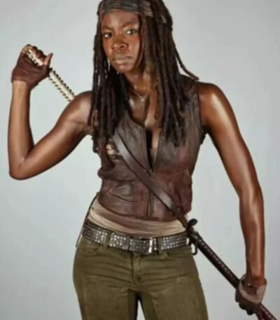 The Walking Dead Michonne Hawthorne Dark Brown Leather Vest