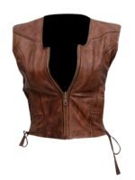 The Walking Dead Michonne Hawthorne Dark Brown Leather Vest