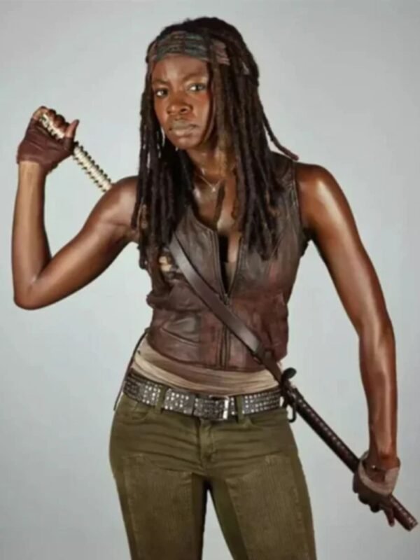 The Walking Dead Michonne Hawthorne Dark Brown Leather Vest
