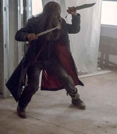 The Walking Dead S09 Ryan Hurst Black Long Leather Coat